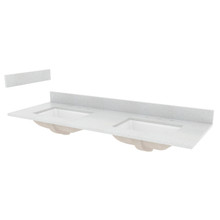 Foremost STE61228SWR 61" Silver Crystal White Engineered Stone Vanity Sink Top With White Rectangular Bowls
