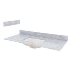 Foremost ST49228CWR 49" Carrara White Marble Vanity Sink Top With White Rectangular Bowl