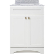 Foremost MXWVT2522-CWR Monterrey 25" Flat White Vanity With Carrara White Marble Counter Top With White Sink