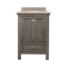 Foremost BAGVT2522D-MB Brantley 25" Distressed Grey Vanity With Mohave Beige Granite Counter Top With White Sink