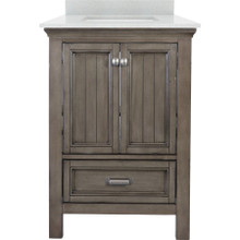 Foremost Brantley 25" Distressed Grey Vanity With Silver Crystal White Engineered Stone Counter & White Sink