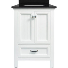 Foremost BAWVT2522D-BGR Brantley 25" White Vanity With Black Galaxy Granite Counter Top With White Sink