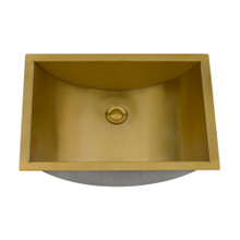 Ruvati 16 x 11 inch Brushed Gold Polished Brass Rectangular Bathroom Sink Undermount - RVH6107GG