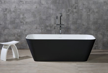 ALFI  AB9952BM 67" Black & White Matte Rectangular Solid Surface Resin Soaking Bathtub