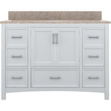 Foremost  EHWVT4922D-MB Everleigh 49" White Vanity Cabinet with Mohave Beige Granite Sink Top