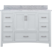 Foremost  EHWVT4922D-CWR Everleigh 49" White Vanity Cabinet with Carrara White Marble Sink Top
