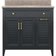 Foremost  CYGVT3722D-MB Callen 37" Charcoal Grey Vanity Cabinet with Mohave Beige Granite Sink Top