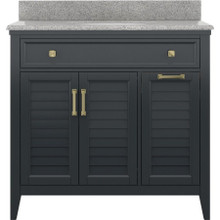 Foremost  CYGVT3722D-RG Callen 37" Charcoal Grey Vanity Cabinet with Rushmore Grey Granite Sink Top