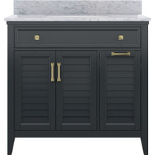 Foremost  CYGVT3722D-CWR Callen 37" Charcoal Grey Vanity Cabinet with Carrara White Marble Sink Top