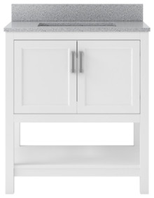 Foremost  HOWVT3122-QGG Hollis 31" White Vanity Cabinet with Galaxy Gray Quartz Sink Top