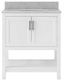 Foremost  HOWVT3122-RG Hollis 31" White Vanity Cabinet with Rushmore Grey Granite Sink Top