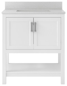Foremost  HOWVT3122-SWR Hollis 31" White Vanity Cabinet with Silver Crystal White  Engineered Stone Sink Top