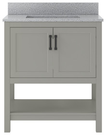 Foremost  HOGVT3122-QGG Hollis 31" Grey Vanity Cabinet with Galaxy Gray Quartz Sink Top