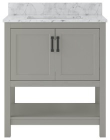 Foremost  HOGVT3122-CWR Hollis 31" Grey Vanity Cabinet with Carrara White Marble Sink Top