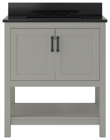Foremost  HOGVT3122-BGR Hollis 31" Grey Vanity Cabinet with Black Galaxy Granite Sink Top