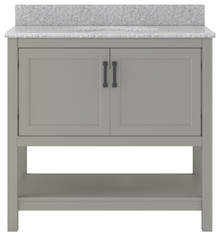Foremost  HOGVT3722-RG Hollis 37" Grey Vanity Cabinet with Rushmore Grey Granite Sink Top