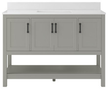 Foremost  HOGVT4922-QSW Hollis 49" Grey Vanity Cabinet with Snow White Quartz Sink Top