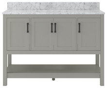 Foremost  HOGVT4922-CWR Hollis 49" Grey Vanity Cabinet with Carrara White Marble Sink Top