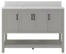 Foremost  HOGVT4922-SWR Hollis 49" Grey Vanity Cabinet with Silver Crystal White  Engineered Stone Sink Top
