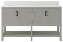 Foremost  HOGVT6122-QIW Hollis 61" Grey Vanity Cabinet with Iced White Quartz Sink Top