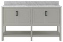 Foremost  HOGVT6122-RG Hollis 61" Grey Vanity Cabinet with Rushmore Grey Granite Sink Top