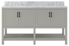 Foremost  HOGVT6122-CWR Hollis 61" Grey Vanity Cabinet with Carrara White Marble Sink Top
