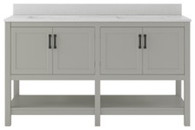 Foremost  HOGVT6122-SWR Hollis 61" Grey Vanity Cabinet with Silver Crystal White  Engineered Stone Sink Top