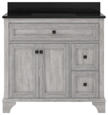 Foremost  EBGVT3722D-BGR Ellery 37" Vintage Grey Vanity Cabinet with Black Galaxy Granite Sink Top
