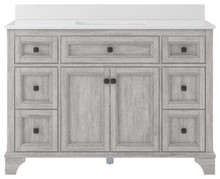 Foremost  EBGVT4922D-QSW Ellery 49" Vintage Grey Vanity Cabinet with Snow White Quartz Sink Top