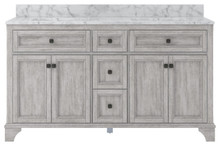 Foremost  EBGVT6122D-CWR Ellery 61" Vintage Grey Vanity Cabinet with Carrara White Marble Sink Top