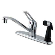 Kingston Brass KB563 Wyndham Single Handle Centerset Kitchen Faucet with Side Spray, Polished Chrome