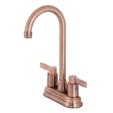 Kingston Brass KB849NDLAC NuvoFusion 4" Centerset Two Handle Bar Faucet, Antique Copper