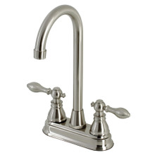 Kingston Brass KB498ACL American Classic Two-Handle High-Arc Bar Faucet, Brushed Nickel