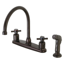 Kingston Brass FB795DXSP Concord 8-Inch Centerset Kitchen Faucet with Sprayer, Oil Rubbed Bronze