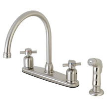Kingston Brass FB798DXSP Concord 8-Inch Centerset Kitchen Faucet with Sprayer, Brushed Nickel