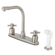 Kingston Brass FB718DX Concord 8-Inch Centerset Kitchen Faucet with Sprayer, Brushed Nickel