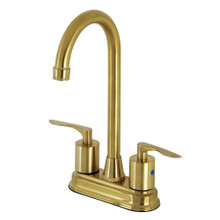 Kingston Brass KB8497SVL Two-Handle 2-Hole Deck Mount Bar Faucet in Brushed Brass