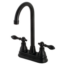 Kingston Brass KB490ACL American Classic Two-Handle High-Arc Bar Faucet, Matte Black