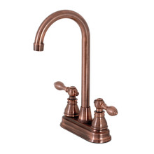 Kingston Brass KB496ACL American Classic Two-Handle High-Arc Bar Faucet, Antique Copper