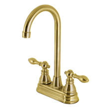 Kingston Brass KB497ACLSB American Classic Two-Handle High-Arc Bar Faucet, Brushed Brass