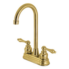 Kingston Brass KB497ALSB 4-Inch Two Handle Bar Faucet, Brushed Brass