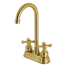 Kingston Brass KB497AXSB 4-Inch Two Handle Bar Faucet, Brushed Brass
