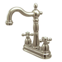 Kingston Brass KB1496AX Heritage Two-Handle Bar Faucet, Polished Nickel