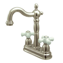 Kingston Brass KB1496PX Heritage Two-Handle Bar Faucet, Polished Nickel