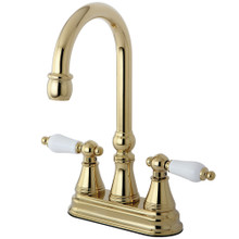 Kingston Brass KS2492PL Two Handle Bar Faucet, Polished Brass