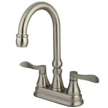 Kingston Brass KS2498DFL NuFrench 4" Two Handle Bar Faucet, Brushed Nickel