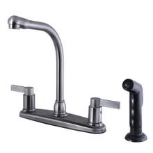 Kingston Brass FB2754NDLSP NuvoFusion 8-Inch Centerset Kitchen Faucet with Sprayer, Black Stainless
