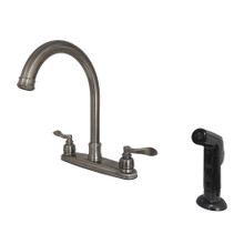 Kingston Brass FB7794NFLSP NuWave French 8-Inch Centerset Kitchen Faucet with Sprayer, Black Stainless
