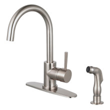 Kingston Brass LS8578DLSP Concord Single Handle Kitchen Faucet with Side Sprayer, Brushed Nickel
