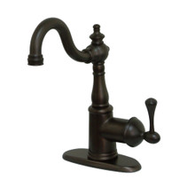 Kingston Brass KS7495BL English Vintage Single Handle Bar Faucet with Deck Plate, Oil Rubbed Bronze